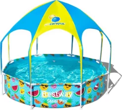 Bestway Kinderzwembad Frame Splash-in-shade Rond Blauw D 244 H 51 Cm