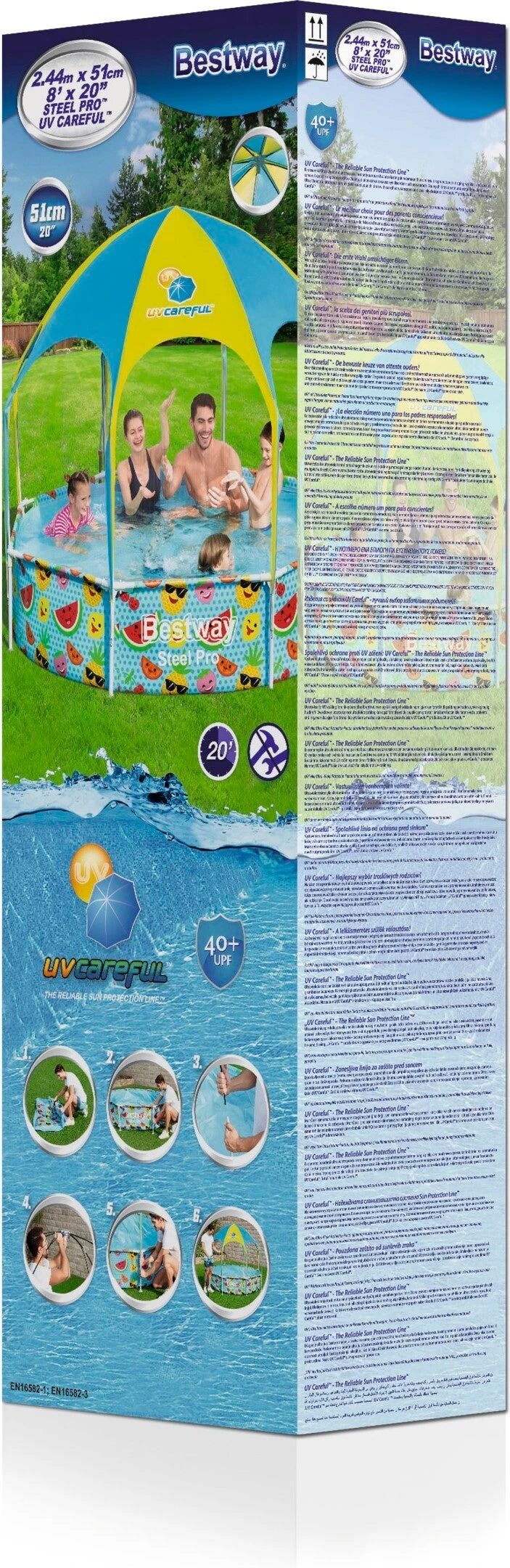 Bestway Kinderzwembad Frame Splash-in-shade Rond Blauw D 244 H 51 Cm 8 Bestway Kinderzwembad Frame Splash-in-shade Rond Blauw D 244 H 51 Cm - Afbeelding 8