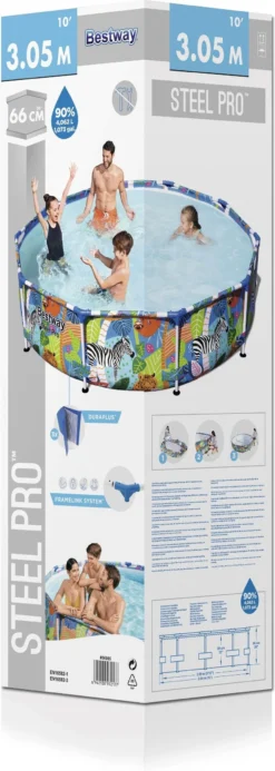 Bestway Kinderzwembad Steel Pro Rond Jungle D 305 H 66 Cm -Buiten Gereedschaps Winkel 6942138972177 50