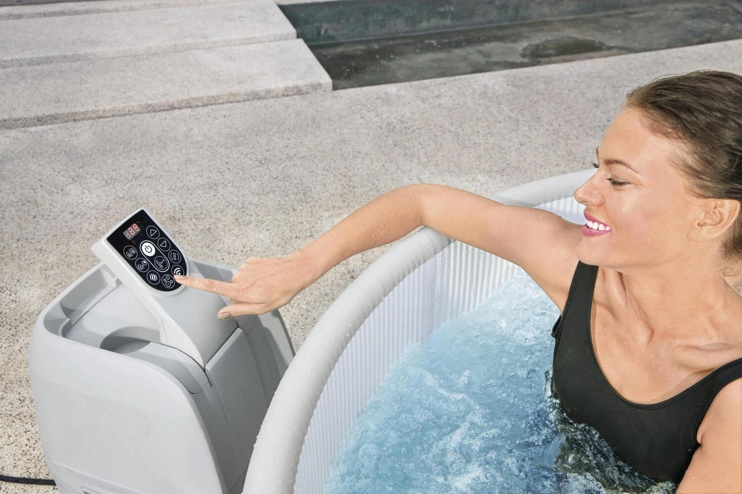Bestway Opblaasbare Jacuzzi Lay-Z-Spa Vancouver Plus Rond Grijs D 155 H 60 Cm 11 Bestway Opblaasbare Jacuzzi Lay-Z-Spa Vancouver Plus Rond Grijs D 155 H 60 Cm - Afbeelding 11
