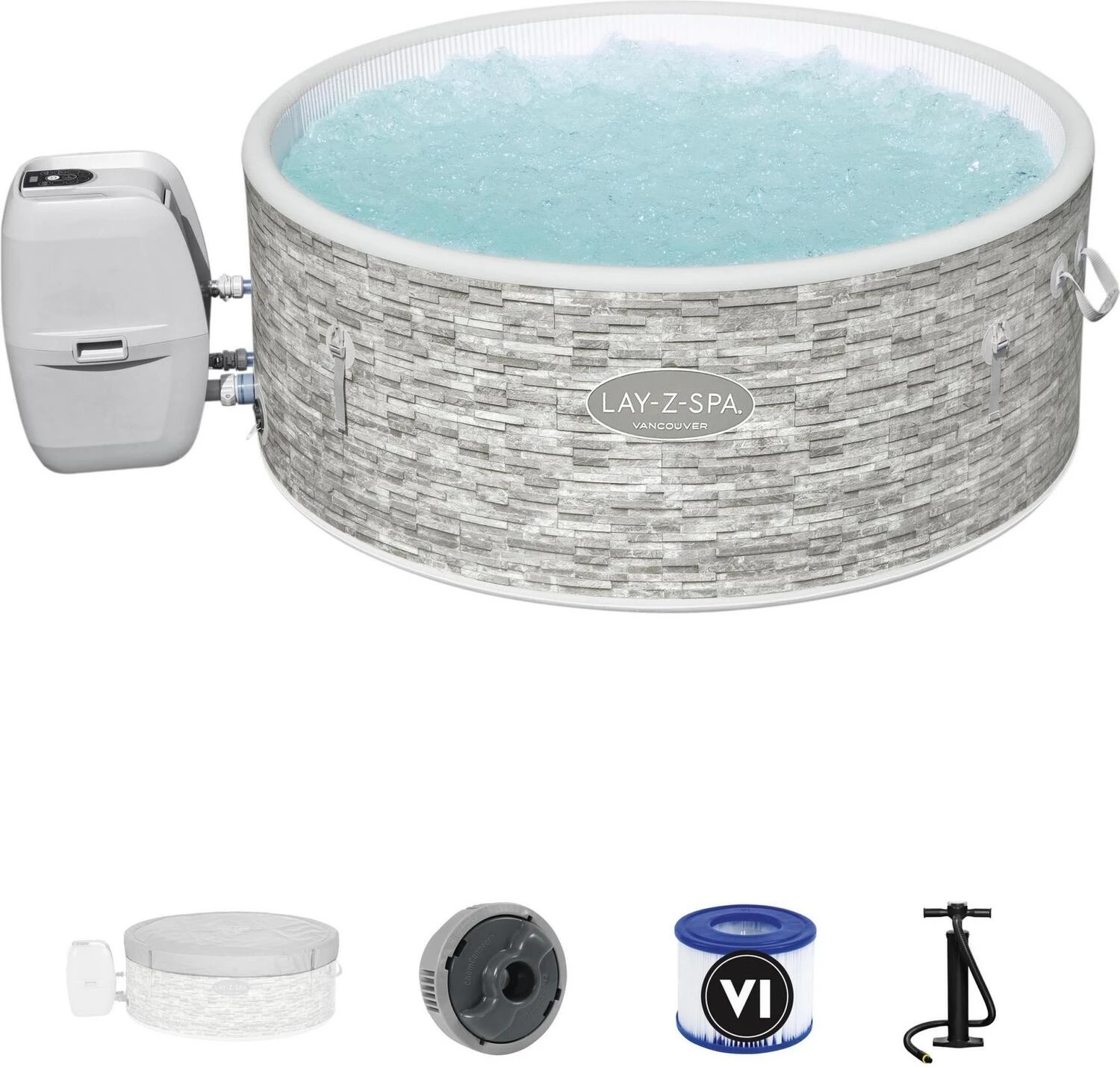Bestway Opblaasbare Jacuzzi Lay-Z-Spa Vancouver Plus Rond Grijs D 155 H 60 Cm 2 Bestway Opblaasbare Jacuzzi Lay-Z-Spa Vancouver Plus Rond Grijs D 155 H 60 Cm - Afbeelding 2