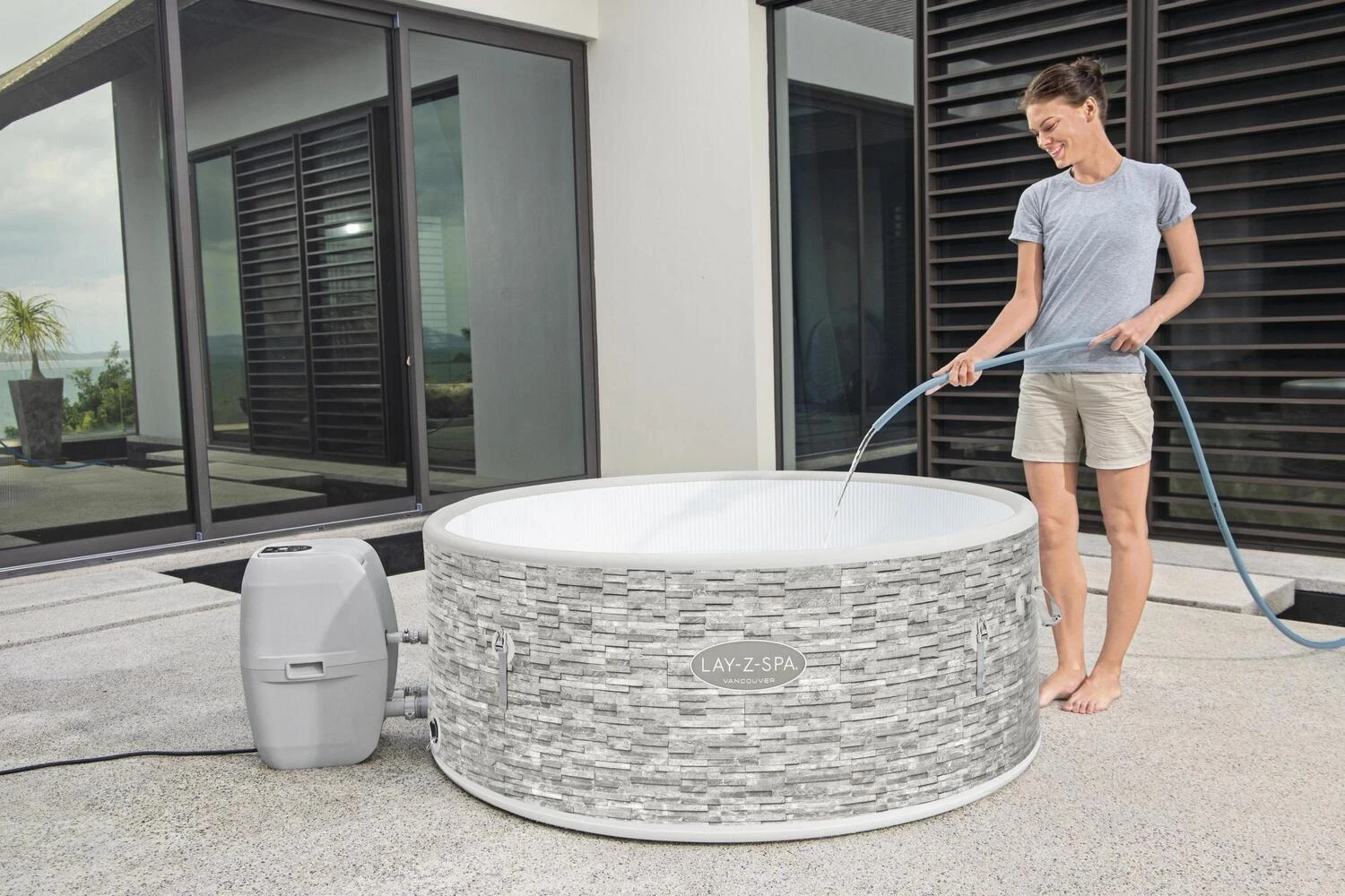 Bestway Opblaasbare Jacuzzi Lay-Z-Spa Vancouver Plus Rond Grijs D 155 H 60 Cm 7 Bestway Opblaasbare Jacuzzi Lay-Z-Spa Vancouver Plus Rond Grijs D 155 H 60 Cm - Afbeelding 7