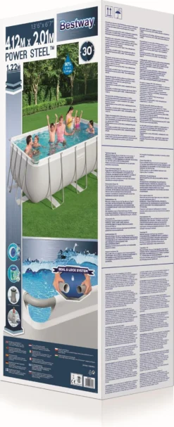 Bestway Frame Zwembad Power Steel Rechthoek 412 X 201 X 122 Cm -Buiten Gereedschaps Winkel 6942138986464 50