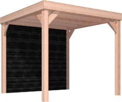 Overkapping Met Achterwand Zwart / Douglas 270 X 270 Cm