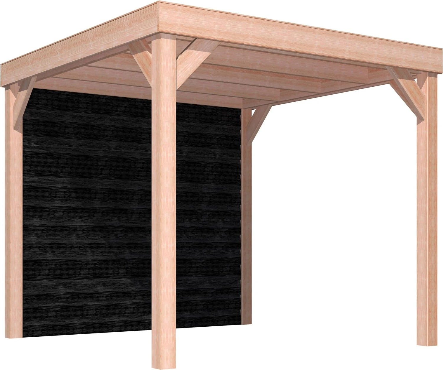 Overkapping Met Achterwand Zwart / Douglas 270 X 270 Cm 1 Overkapping Met Achterwand Zwart / Douglas 270 X 270 Cm