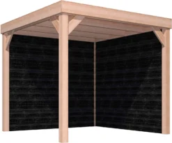 Overkapping Met Achterwand En Zijwand Zwart / Douglas 270 X 270 Cm