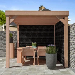 Overkapping Met Achterwand En Zijwand Zwart / Douglas 270 X 270 Cm -Buiten Gereedschaps Winkel 8711471734630 2