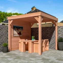 Overkapping Douglas Met Achterwand Blokhutprofiel 244 X 270 X 270 Cm -Buiten Gereedschaps Winkel 8711471734654 5