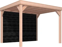 Overkapping Douglas + Achterwand Zweeds Rabat Zwart 270 X 330 Cm