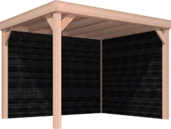 Overkapping Douglas + Achterwand + Zijwand Zweeds Rabat Zwart 270 X 330 Cm