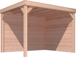 Overkapping Douglas Met Achterwand En Zijwand Blokhutprofiel 244 X 270 X 330 Cm