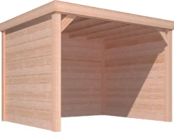 Overkapping Douglas Met Achterwand En Zijwanden Blokhutprofiel 244 X 270 X 330 Cm