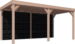 Overkapping Met Achterwand Zwart / Douglas 270 X 522 Cm