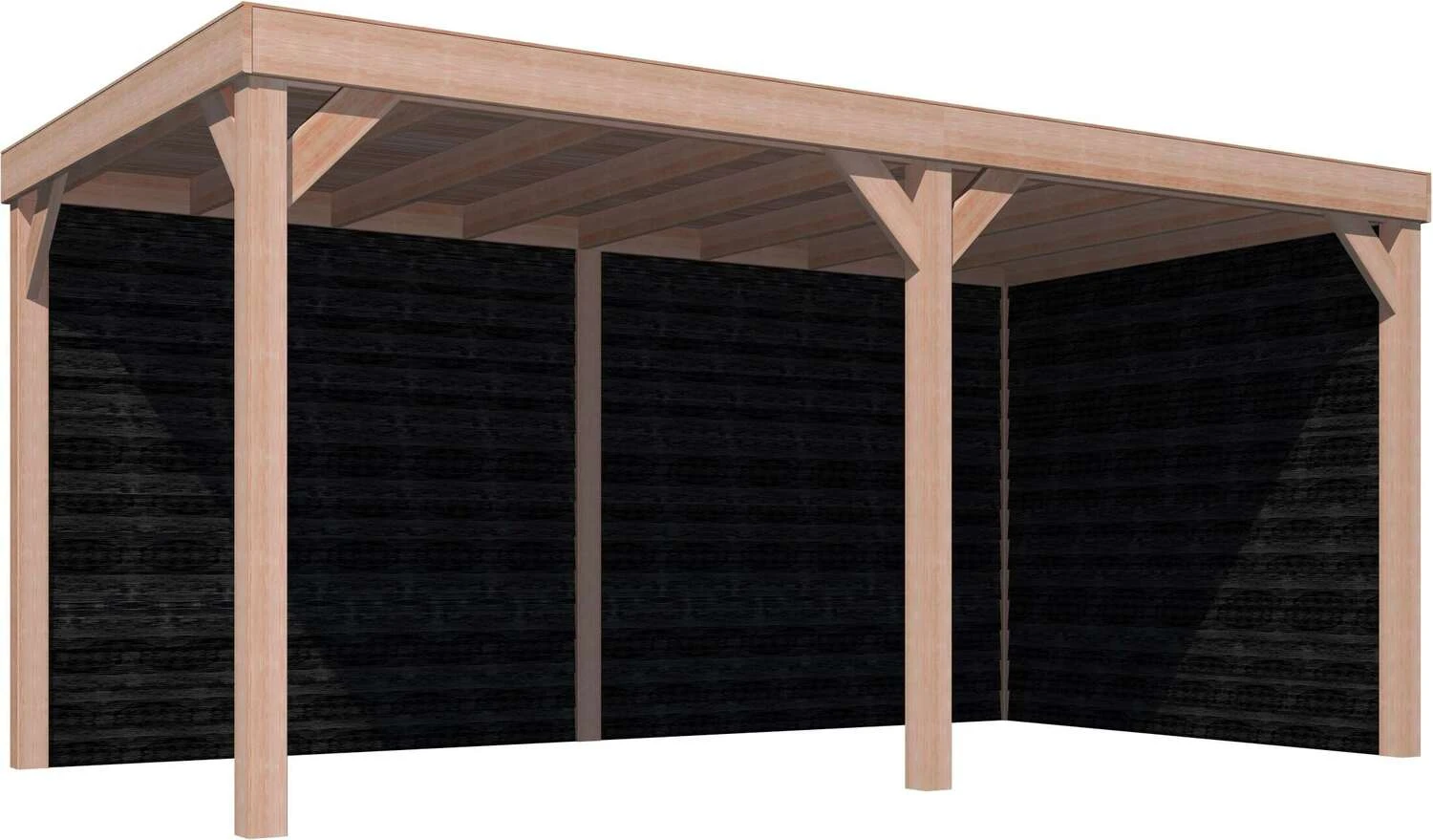 Overkapping Met Achterwand En Zijwand Zwart / Douglas 270 X 522 Cm 1 Overkapping Met Achterwand En Zijwand Zwart / Douglas 270 X 522 Cm