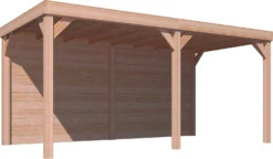 Overkapping Douglas Met Achterwand Blokhutprofiel 244 X 270 X 522 Cm