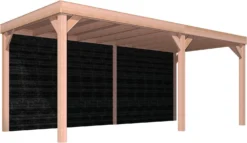 Overkapping Met Achterwand Zwart / Douglas 270 X 582 Cm