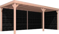 Overkapping Met Achterwand En Zijwand Zwart / Douglas 270 X 582 Cm