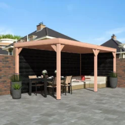 Overkapping Met Achterwand En Zijwand Zwart / Douglas 270 X 582 Cm -Buiten Gereedschaps Winkel 8711471734937 2