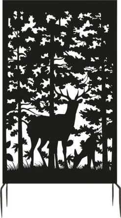 Esschert Design Tuinscherm Herten Zwart 100 X 25 X 186 Cm