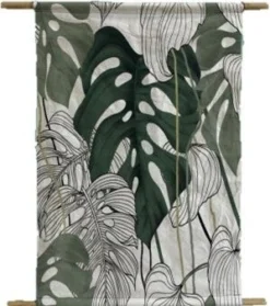 Intratuin Wanddoek Monstera Wit / Groen 90 X 60 Cm
