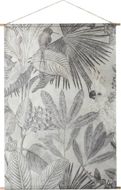 Intratuin Wanddoek Bladeren Grijs 135 X 100 Cm