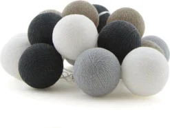 Cotton Ball Lights Lichtsnoer Shadow Starter Kit Grijs/wit 7,4 M Met 20 Lampen