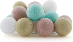Cotton Ball Lights Lichtsnoer Milkshake Starter Kit Blauw/roze 7,4 M Met 20 Lampen
