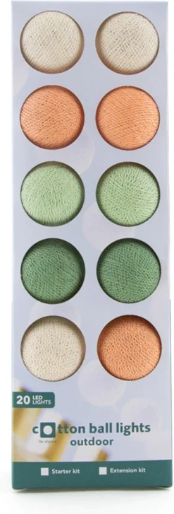 Cotton Ball Lights Lichtsnoer Palm Starter Kit Groen/oranje 7,4 M Met 20 Lampen -Buiten Gereedschaps Winkel 8852310629691 3