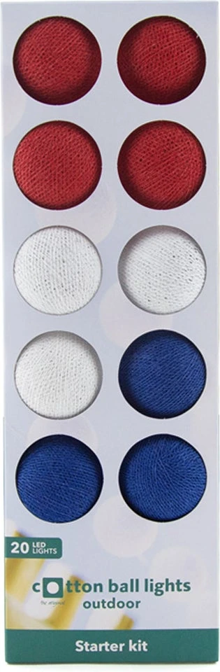 Cotton Ball Lights Lichtsnoer Holland Starter Kit Rood/wit/blauw 7,4 M Met 20 Lampen 3 Cotton Ball Lights Lichtsnoer Holland Starter Kit Rood/wit/blauw 7,4 M Met 20 Lampen - Afbeelding 3